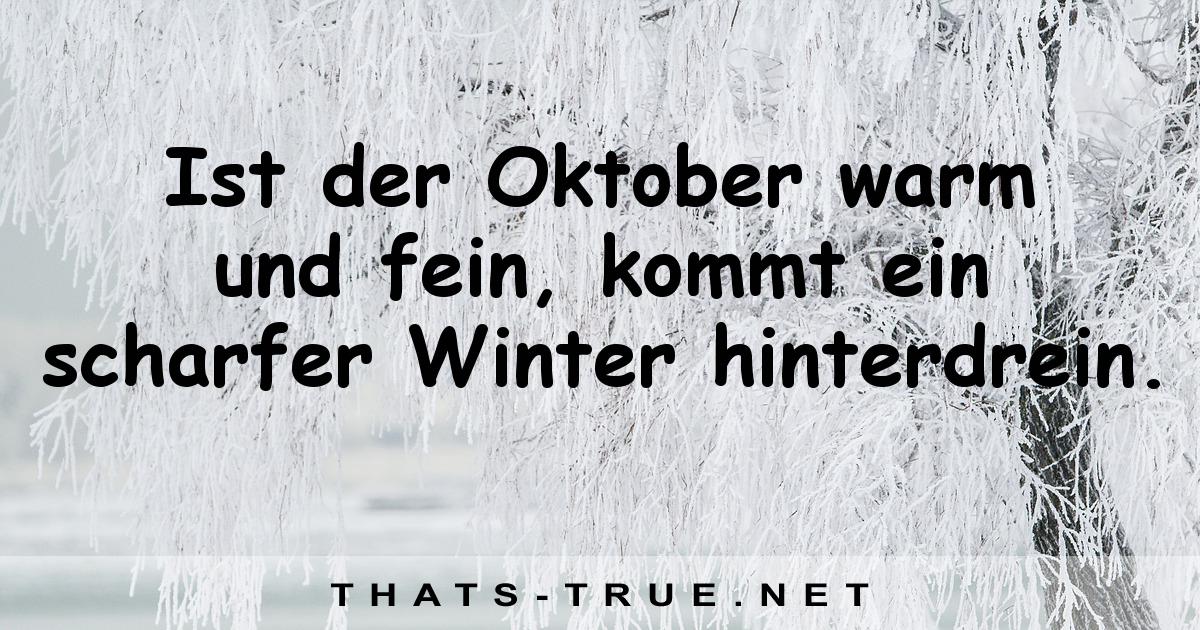 Ist der Oktober warm und fein, kommt ein scharfer Winter hinterdrein. 